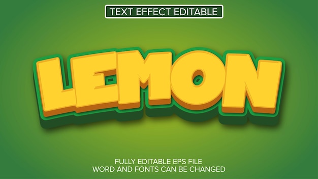 3D text effect lemon vector editable