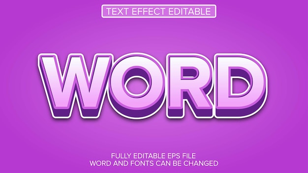 3d text effect word vector editable