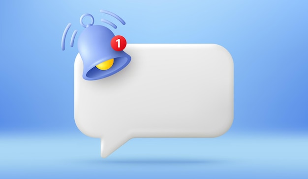 3D tom påmindelse popup-besked Push notifikation med klokkeikon Telefonadvarsel meddelelsesskabelon Vektor