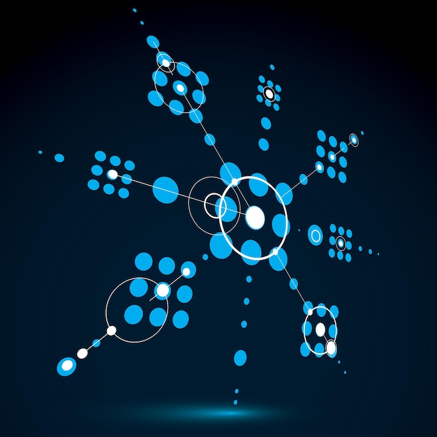 3d vector abstract blue background created in Bauhaus retro style. Dimensional modern geometric composition can be used as templates and layouts.