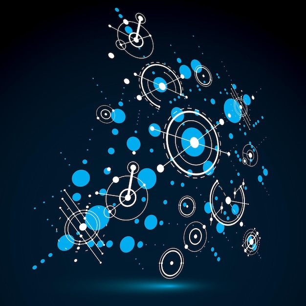 3d vector abstract blue background created in Bauhaus retro style. Dimensional modern geometric composition can be used as templates and layouts.