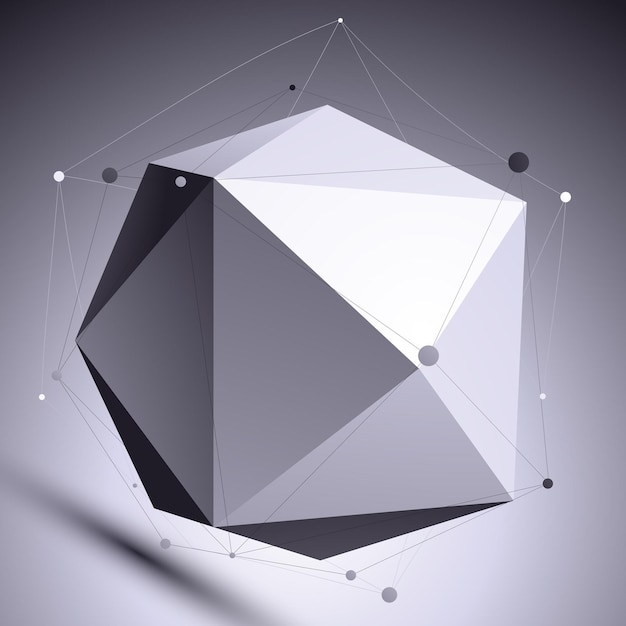 3d vector abstract design scientific template, spherical complicated contrast figure with lines mesh placed over dark background.