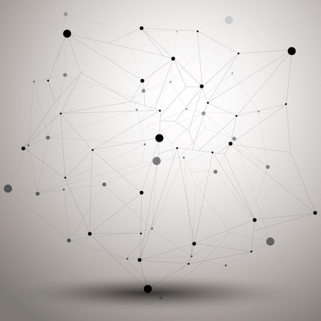 3d vector abstract technology illustration, perspective geometric unusual object with wireframe. origami shape.