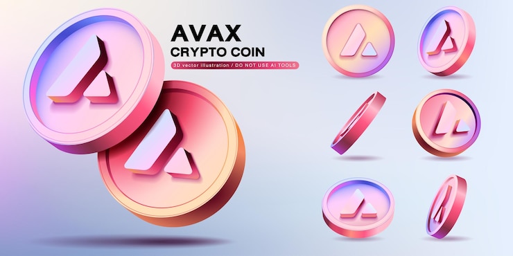 Vektör 3d vector avax cryptocurrency coins set perspective illustration about crypto coins