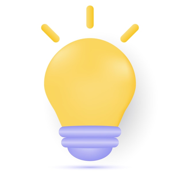 3d vector design yellow light bulb icon Idea solution business concept