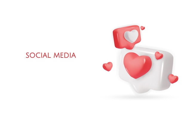 3d vector icon message dialog button with heart Realistic Elements for design Isolated object on white background