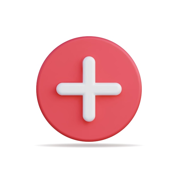 3d vector icon of a plus sign in red representing addition or enhancement