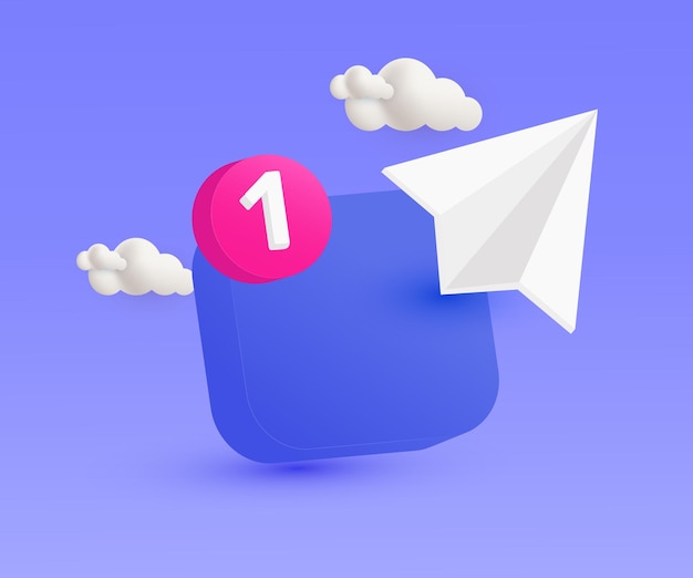 3d vector new message mobile notification icon realistic cartoon style design