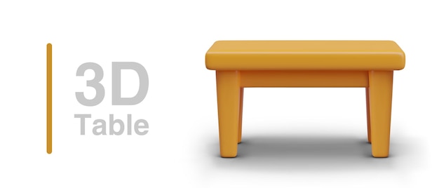 3D vector rectangular table side view Color illustration for store