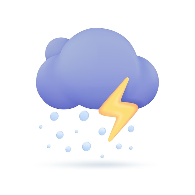 3D weather forecast icons Black cloud with thunder from a rainstorm 3d illustration