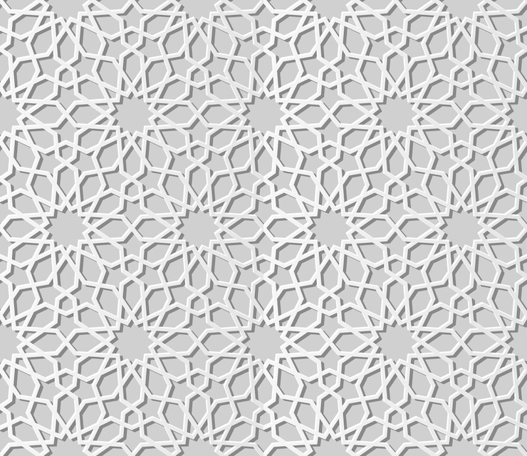 Vektör 3d white paper art islamic geometry cross pattern seamless background, stylish decoration pattern.