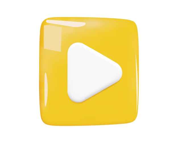 3d yellow play button icon Symbol to watch tv video movie live stream Stock vector illustration