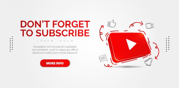 3D Youtube Icon Abstract Conceptual Illustration Isolated on White.
