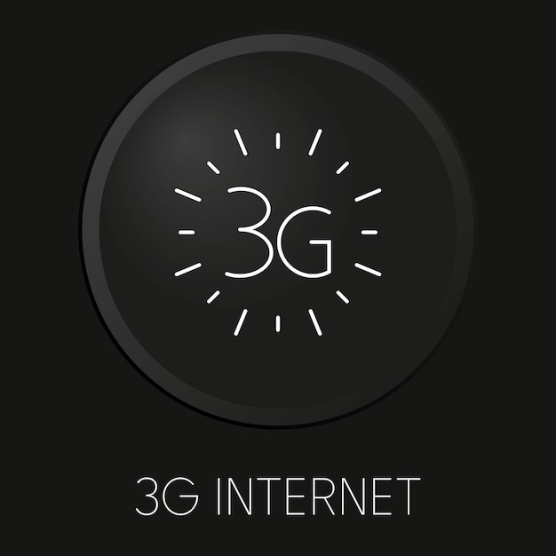 3G internet minimal vector line icon on 3D button isolated on black background Premium VectorxA