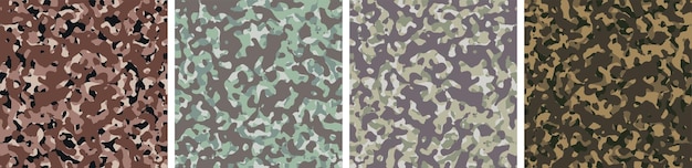 4 Camouflage Bakgrund Set Mönsterdesign Vektor Illustration Armé Bakgrund
