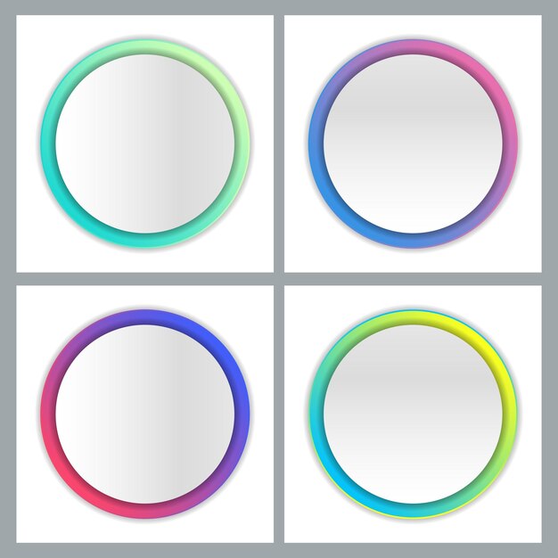 4 different circle frame with colorful gradient outline