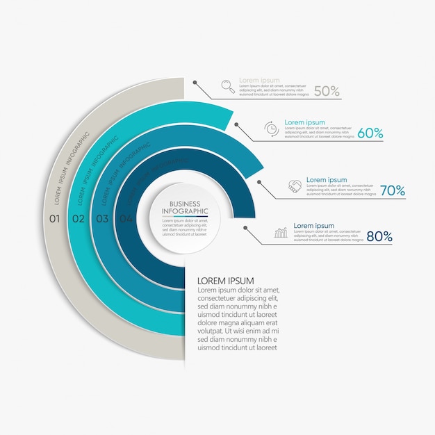 4 seçenekli sunum iş infografik şablonu.