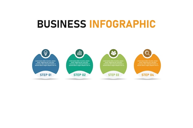 4 Steps business infographic template design with vector circle concepts icons