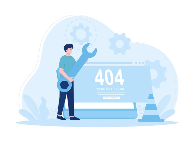 404 error or internet problem not found on the network trending concept flat illustration