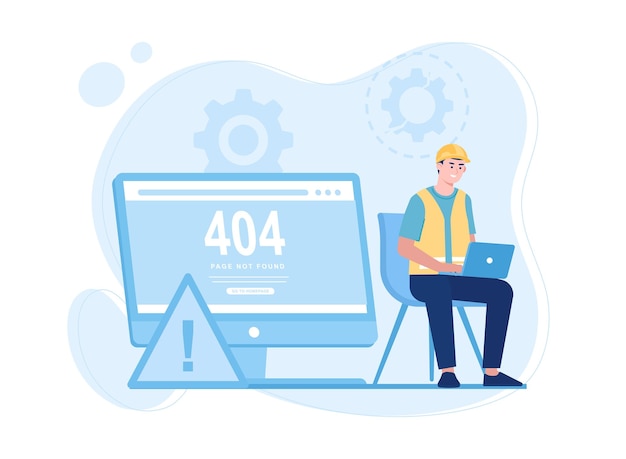 404 error page error or internet problem not found on the network trending concept flat illustration