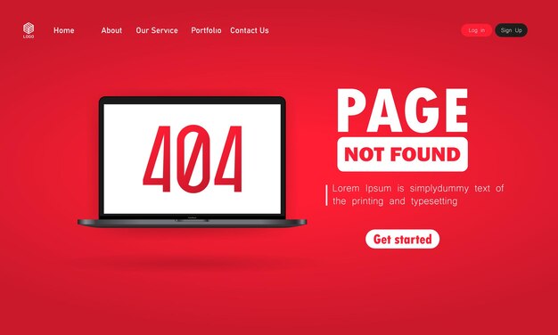 404 error sign illustration. Page not found on laptop screen. UI design. Vector on isolated background. EPS 10