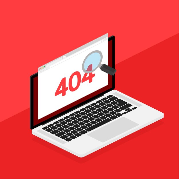 404 fej side ikke fundet isoleret i rød