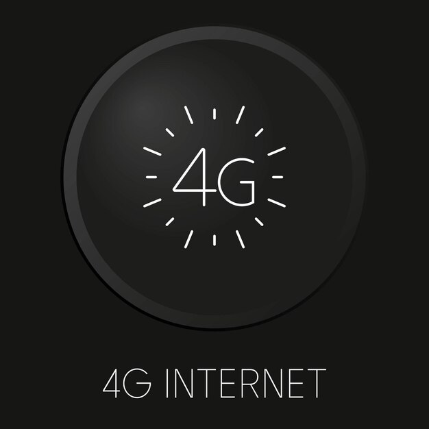 4G internet minimal vector line icon on 3D button isolated on black background Premium VectorxA