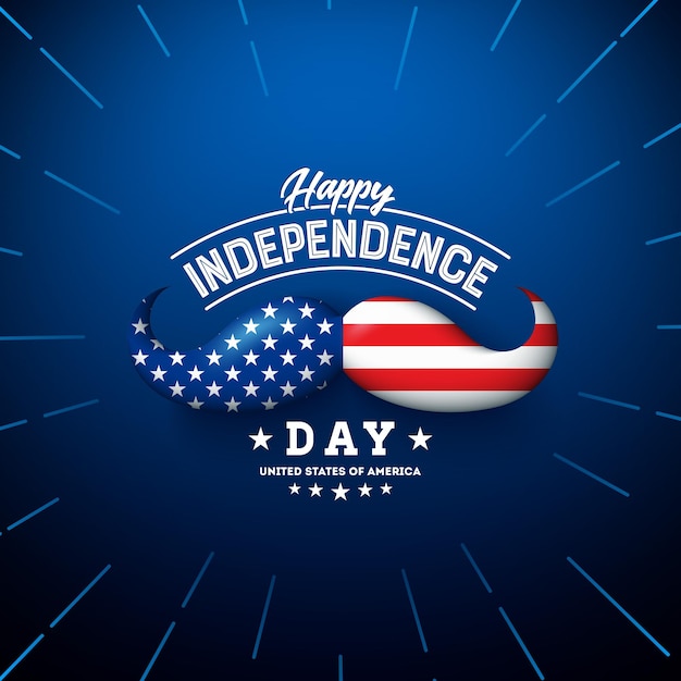 4th of july independence day of the usa vector design with american flag pattern mustache and