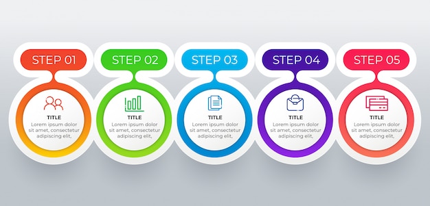 5 steps business infographic elements