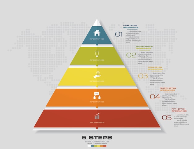 5 trins pyramide diagram til data præsentation.