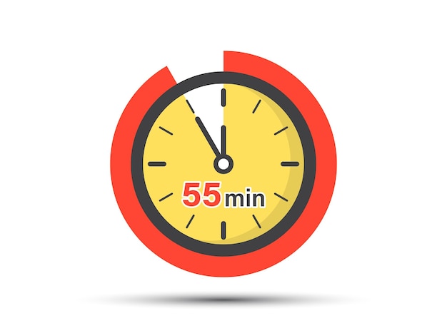 55 minutes on stopwatch icon in flat style Clock face timer vector illustration on isolated background Countdown sign business concept