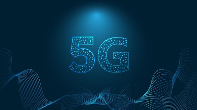 5g network digital hologram and internet on tech lines background 5g network wireless systems