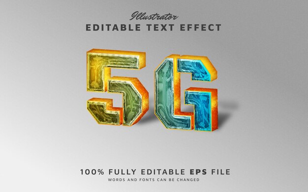 5g network with 3d isometric style editable text effect