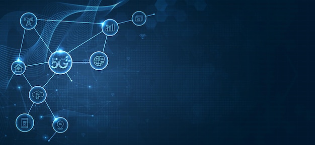 5G technology wireless data transmission highspeed internet in abstract Information flow modern network connection concept background global connection and internet network concept vector design