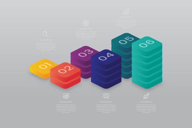 6 Step Chart Infographic Template Design