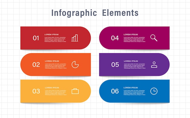 6 step ingographic design template with place for your data