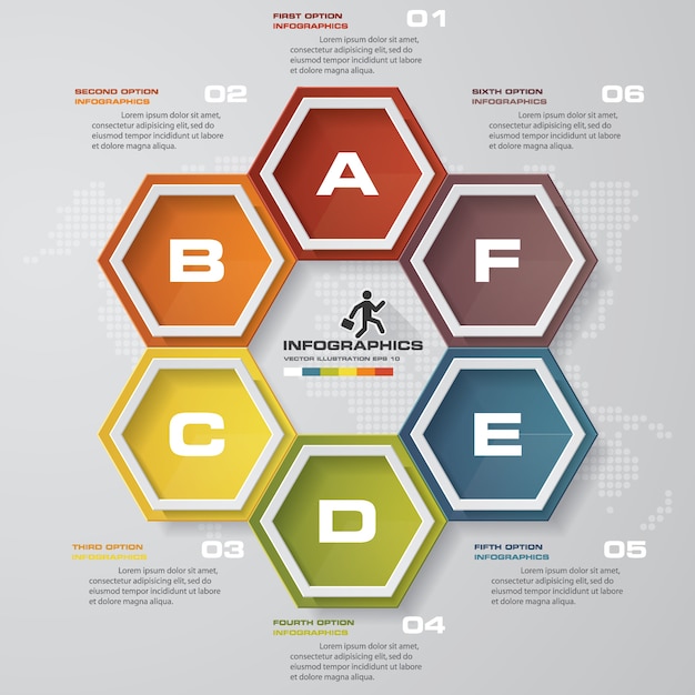6 steps chart infographics elements.