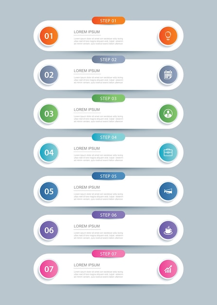 7 data infographics tab paper index template vector illustration abstract background