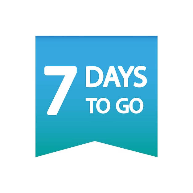 7 days to go countdown icon number seven blue gradient emblem vector graphic design