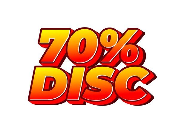 70 percent discount Text effect in 3D style with good colors