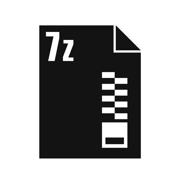 7z File Black Icon Flat Design Style