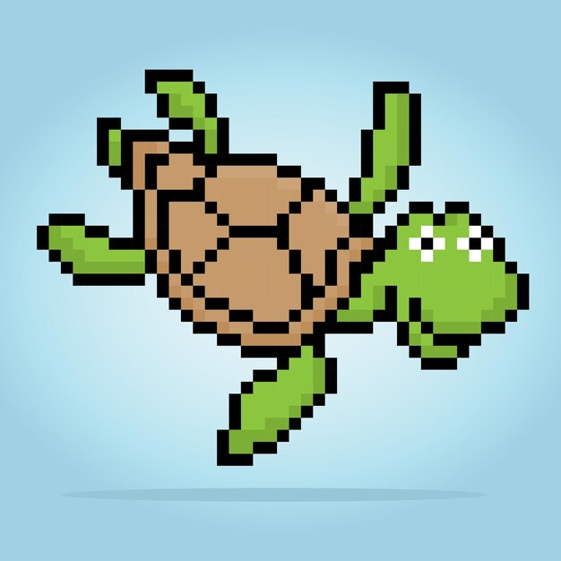 8 bit pixel turtle animal pixels in vector illustration for game asset or cross stitch pattern