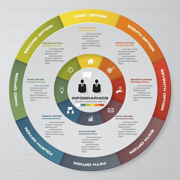 8 steps process. simple&editable abstract design element. vector.