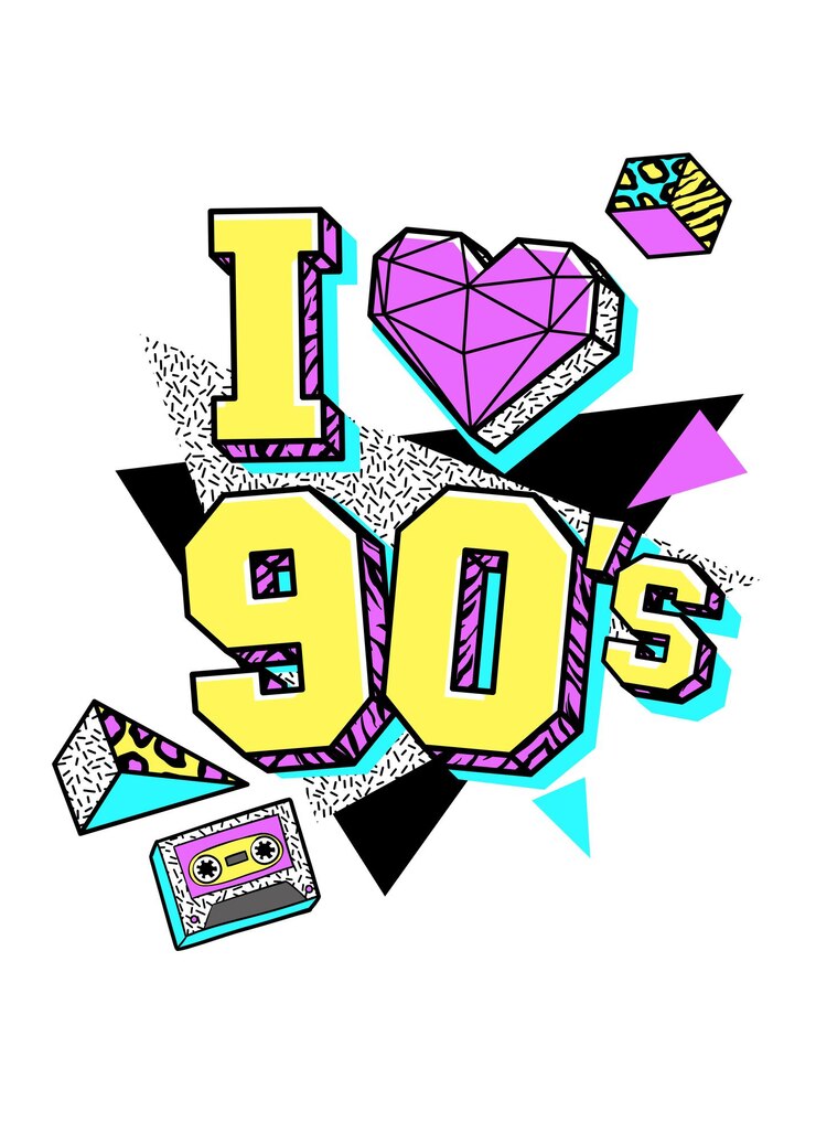 Vektör 80'ler 90'lar memphis tarzında poster