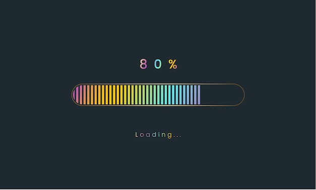 80 percent rainbow downloading bar loading bar banner for user interface colorful Futuristic.