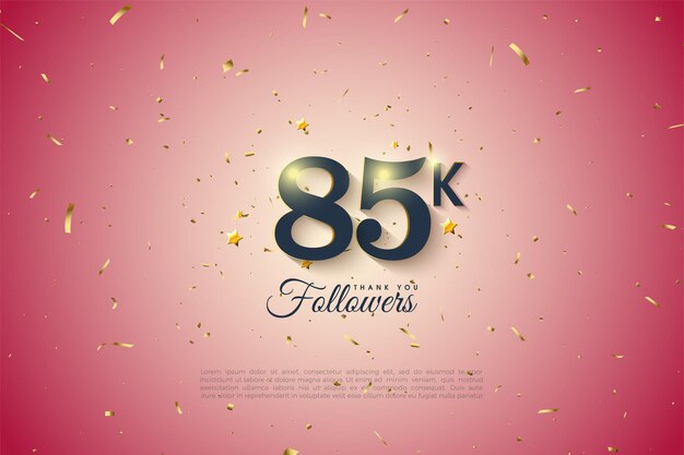 85k followers on a pink background.