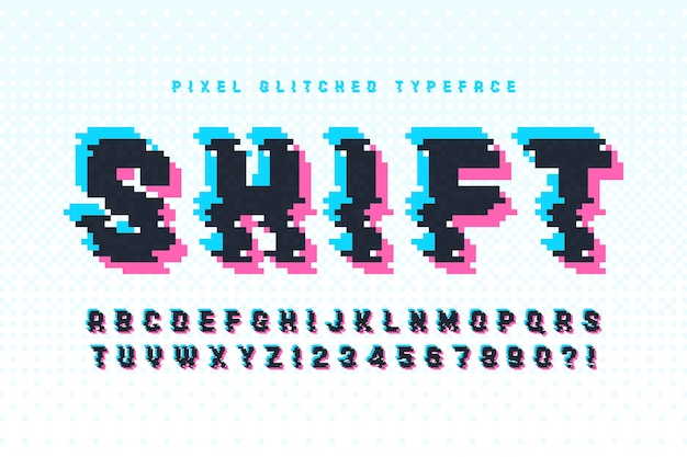 8bit colorful alphabet with logo design