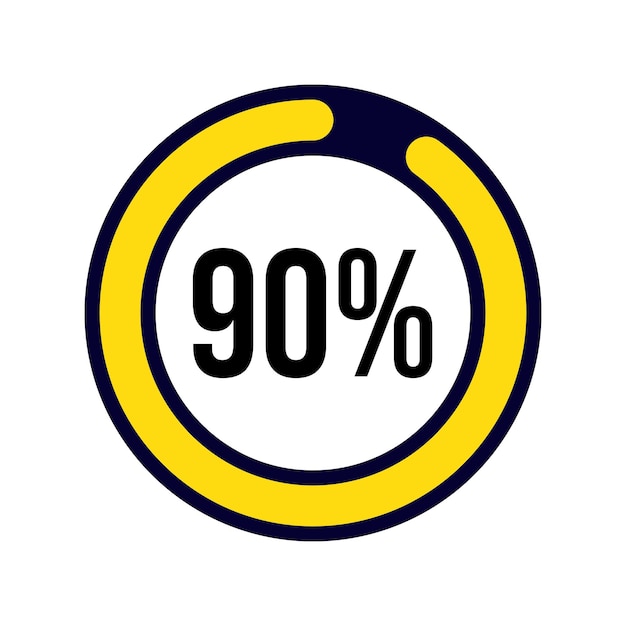 90 Percentage circle 90 Circle loading and circle progress 90 percent diagrams for infographic