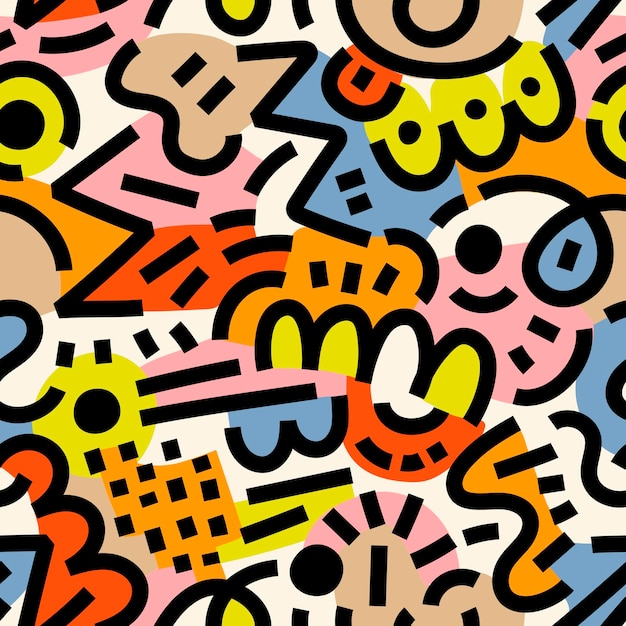9039s Memphis seamless pattern background colorful shade design vector