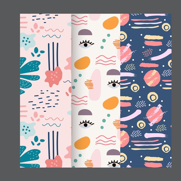 90s collection of seamless patterns set of abstract vivid vector graphics in retro vintage style